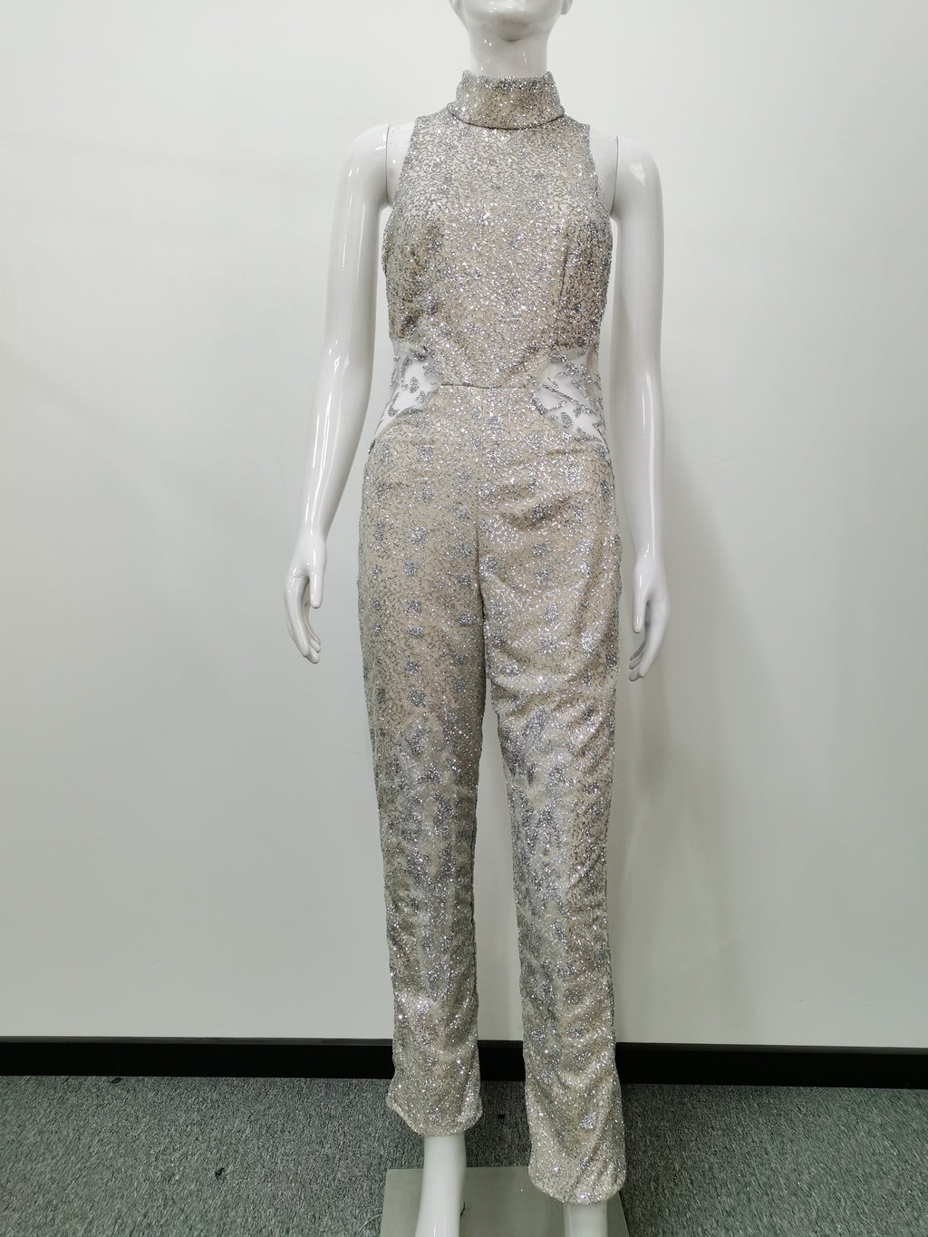 Herbst Winter Damenbekleidung Gold Sexy Ärmelloser Hosenoverall