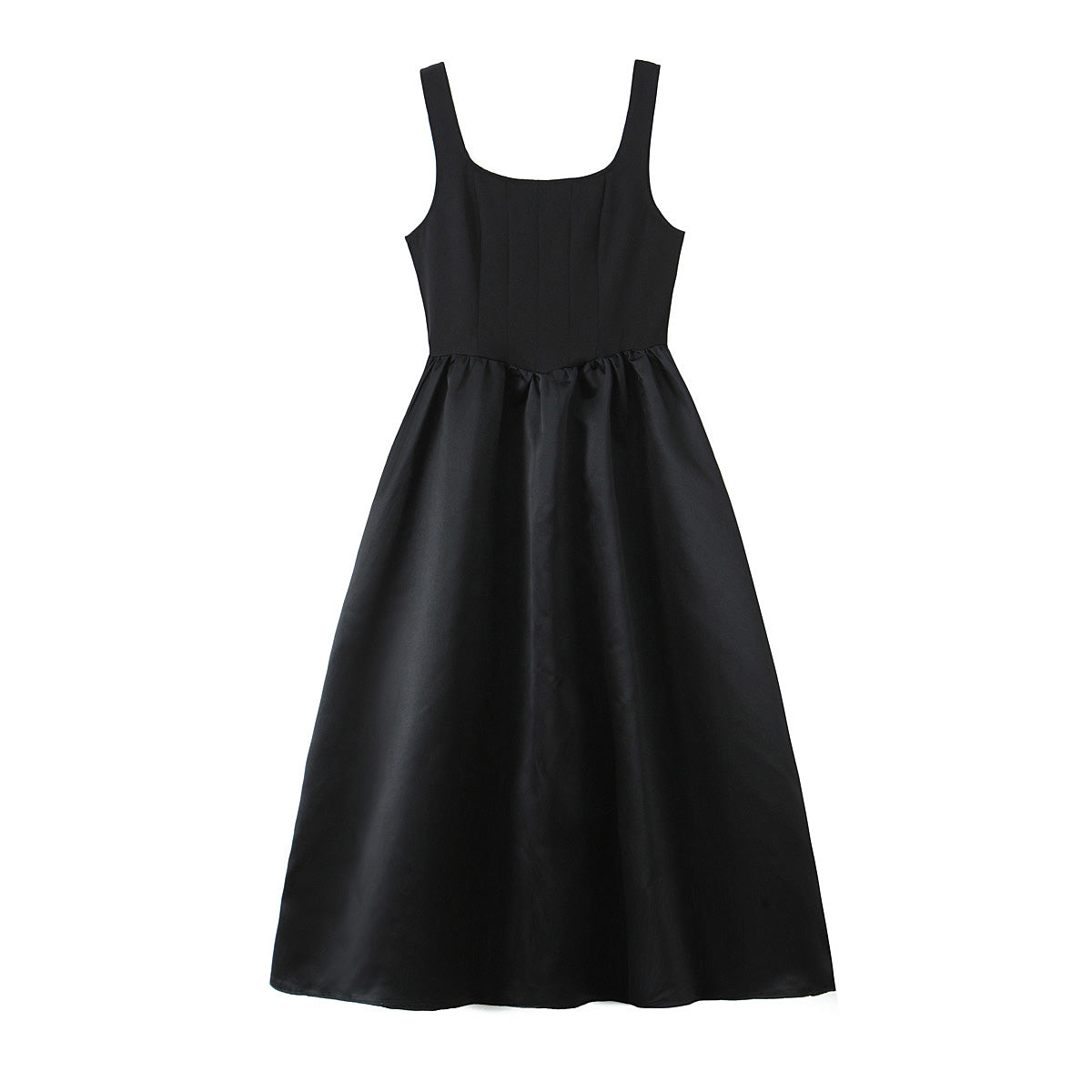 Damenkleid einfarbig, Rüschen, Träger, schmale Passform, Patchwork, lässiges Trägerkleid