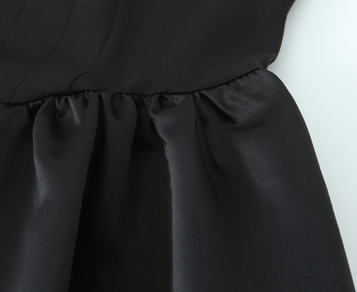 Damenkleid einfarbig, Rüschen, Träger, schmale Passform, Patchwork, lässiges Trägerkleid