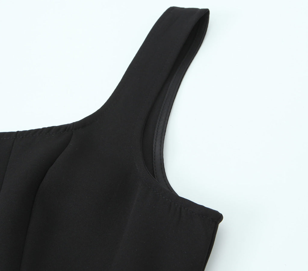 Damenkleid einfarbig, Rüschen, Träger, schmale Passform, Patchwork, lässiges Trägerkleid