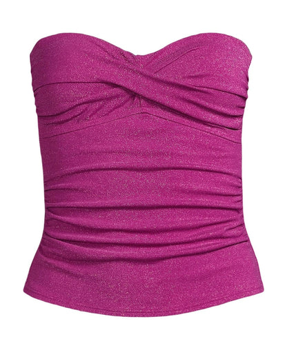 Lands End Womens Shine Wrap Bandeau Tankini Swimsuit Top, Size 2