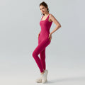 U-Boot-Ausschnitt Ärmelloser Yoga-Jumpsuit Damen Schmale Passform Schlankmachender Hollow Out Cutout Schönheitsrücken Jumpsuit ohne störende Nähte
