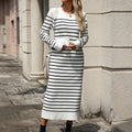 Winter Slim Fit Inter Color Damen Strickwaren Gestreiftes Kleid Herbst Winter Kleid