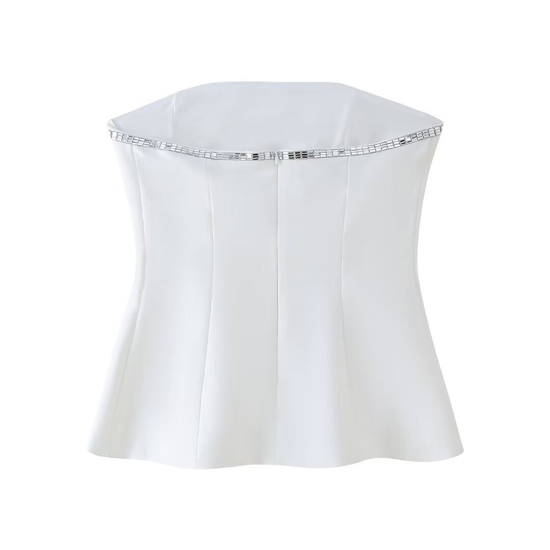 Summer Women Jewelry Inlaid Top Tube Top Short Type Skirt Set Women