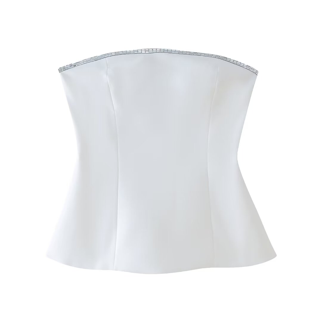 Summer Women Jewelry Inlaid Top Tube Top Short Type Skirt Set Women