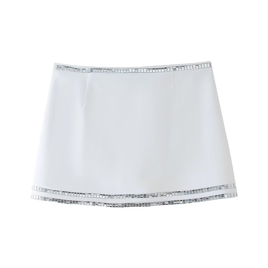 Summer Women Jewelry Inlaid Top Tube Top Short Type Skirt Set Women