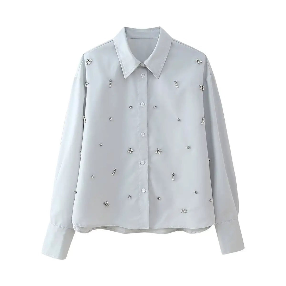 Autumn Arrival Women Artificial Jewelry Decoration Shirt Shorts Set by Wanita Store