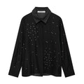 Fall Women Clothing Simple Jewelry Embroidery Shirt