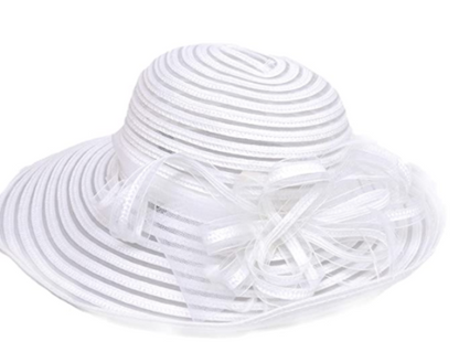 Josette Womens Church Micro Brim Organza Cloche Sun Dressy Hat White
