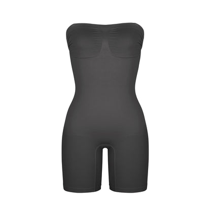 Abs-Controlling One-Piece Seamless Shaping Garment with Removable Shoulder Straps
