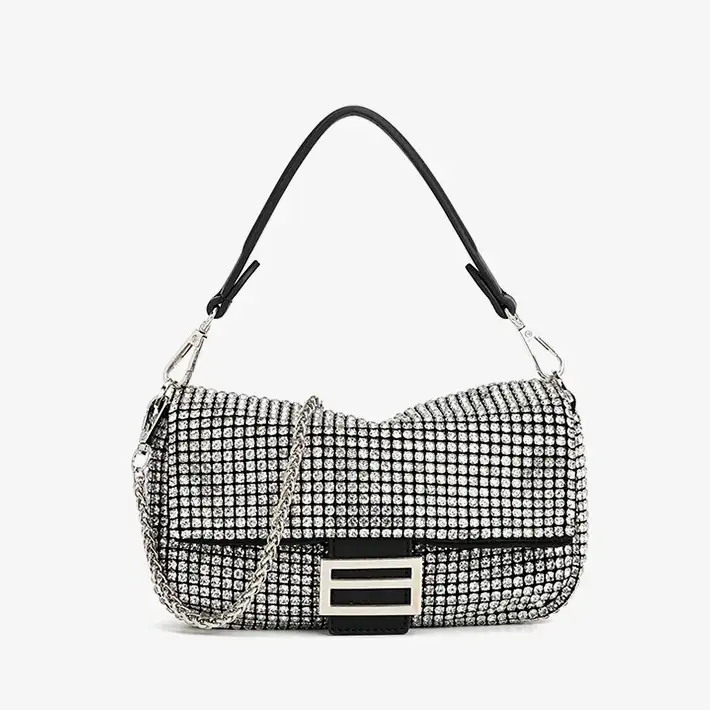 Diamond Embedded High Grade Shoulder Messenger Bag Fashionable Dinner Bag Niche Full Diamond Portable Underarm Bag Women by Wanita Store