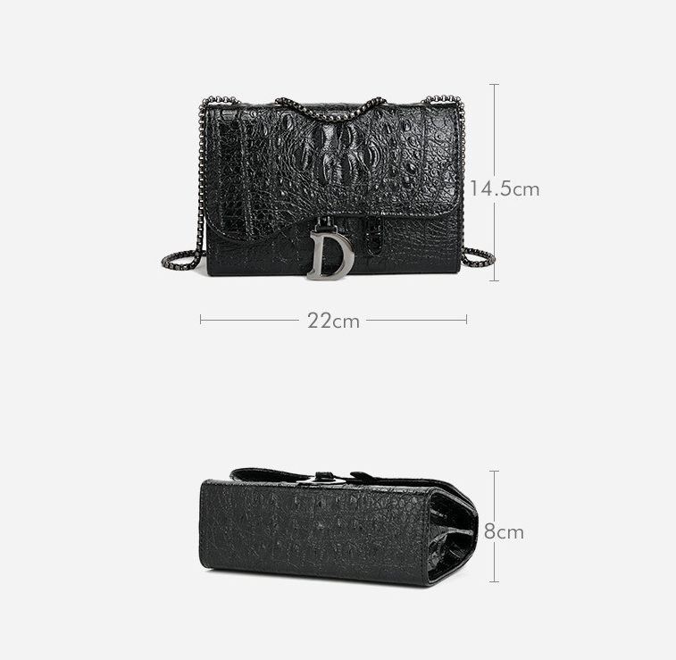 Umhängetasche Damen Tasche Sommer Retro Kette Text Krokodilmuster Kleine Quadratische Tasche