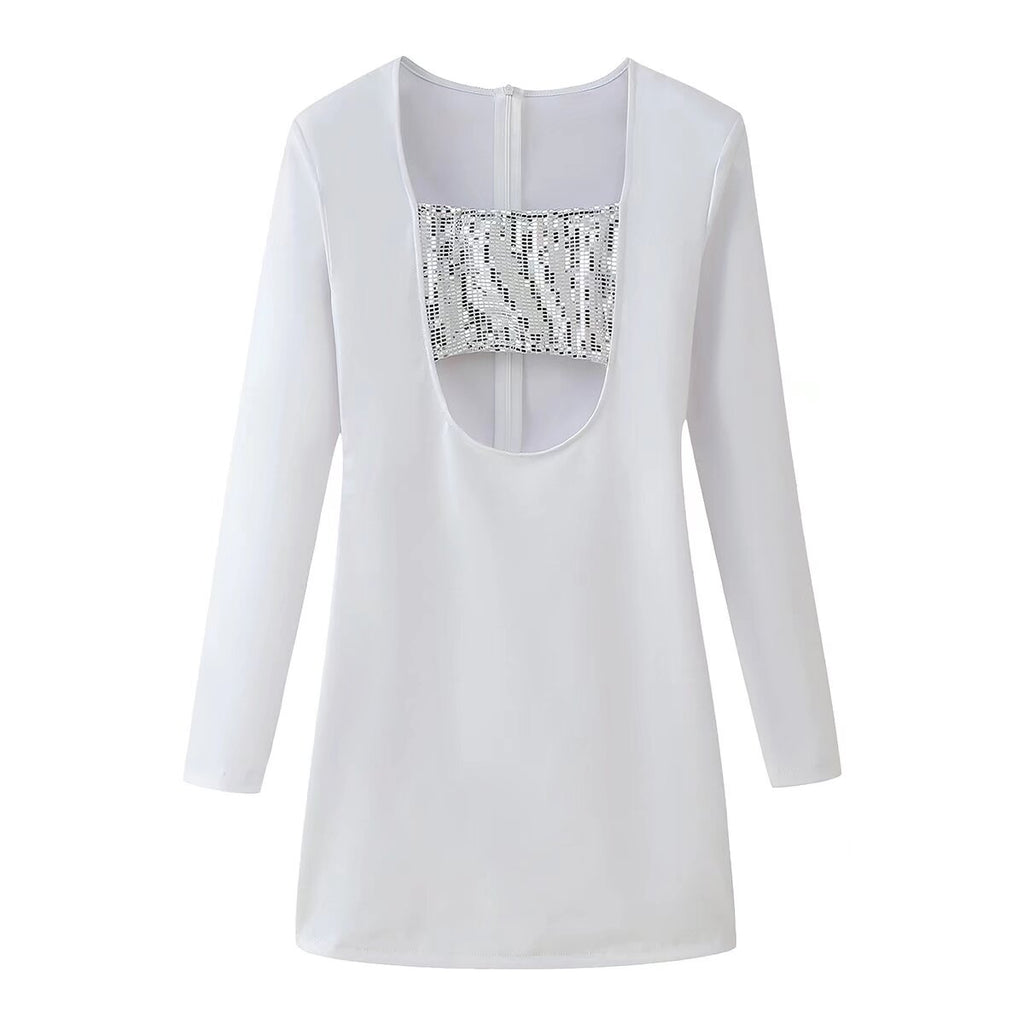Women Clothing Sexy Party Sexy Sequined Corset Hollow Out Cutout out Cinched Hip Wrap Dress