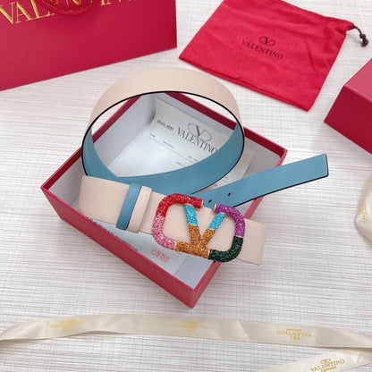 VALENTINO GARAVANI V logo Rainbow Reversible Leather Belt &