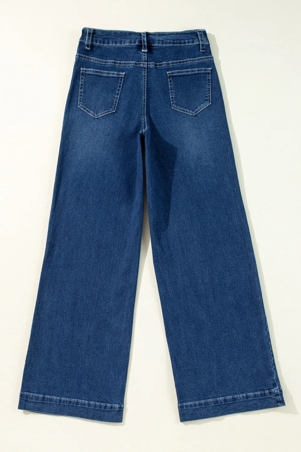 Frühling Dunkelblaue High-Waist Wide-Leg Jeans Damen Retro Straight-Leg Hose