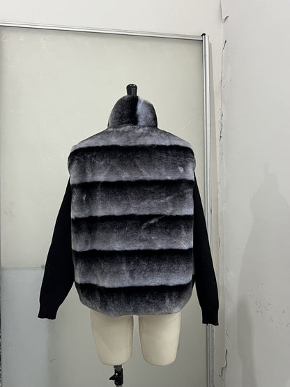 Elegant Long Sleeve Fur Patchwork Jacket