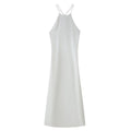 Women Clothing Products Back Decorative Satin Sling Dress