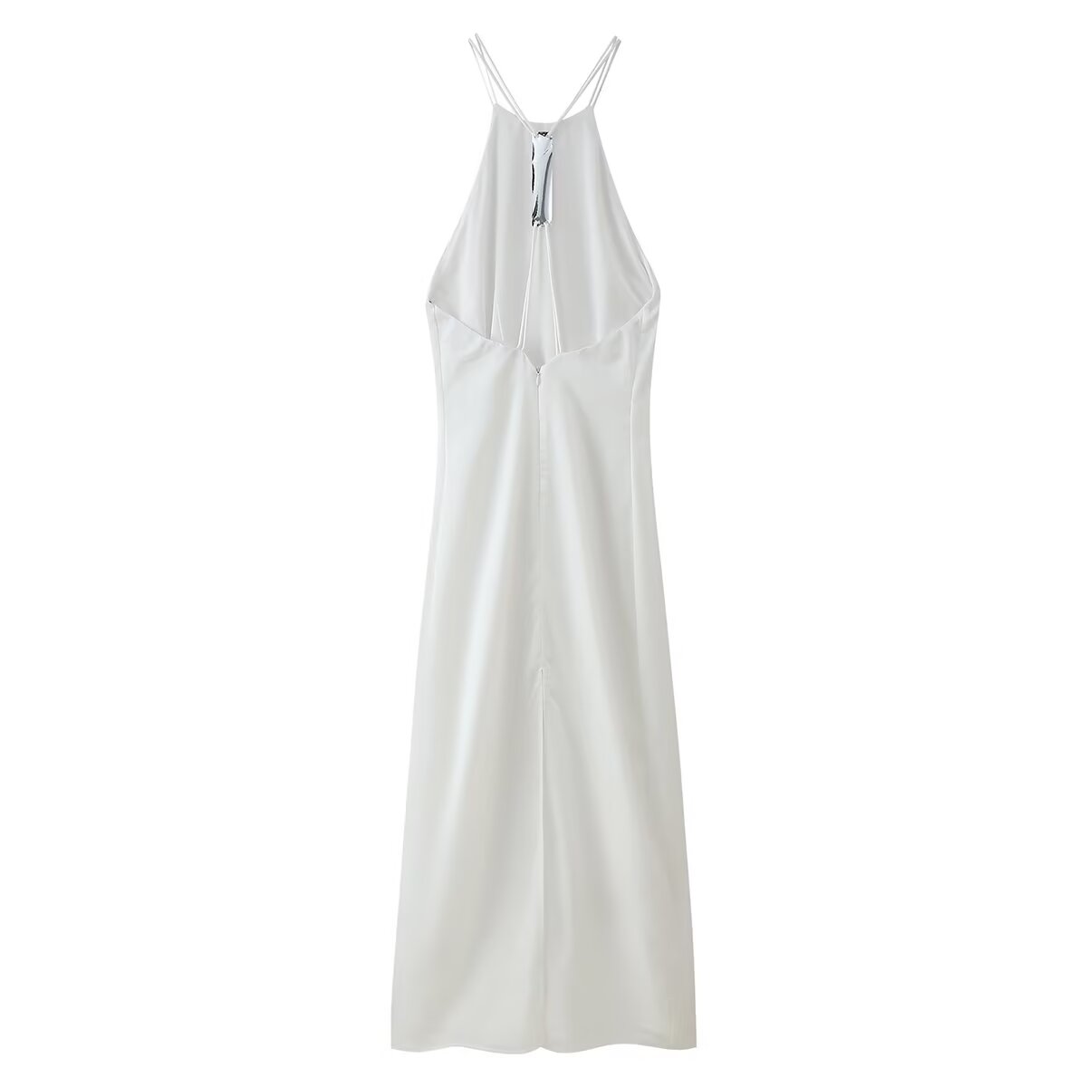 Women Clothing Products Back Decorative Satin Sling Dress