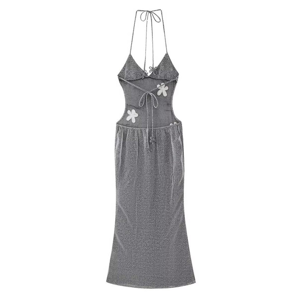 Women Clothing Graceful Fashionable Deep V Plunge Strap Slim Fit Backless Micro Transparent Evening Dress