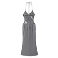 Women Clothing Graceful Fashionable Deep V Plunge Strap Slim Fit Backless Micro Transparent Evening Dress