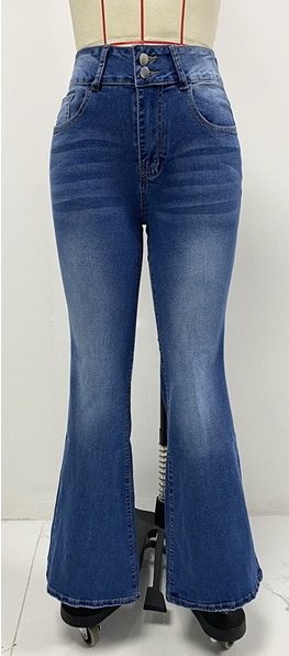 Vintage Stretch Jeans Damen Frühling Ausgewaschene Street Bootcut Hose