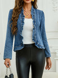 Damen Western-Mantel mit Rüschen, schnallenfrei, dünnes Oberteil für Frühling und Sommer