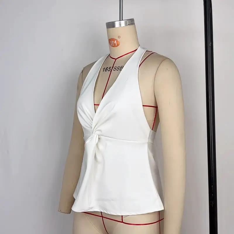 Design Twist Halter Spaghetti Straps Vest Women Casual Short Summer Sexy Top by Wanita Store