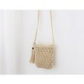 Holzperlen Quaste Strohtasche Hohle Ausgeschnittene Florale Umhängetasche Quasten Strohtasche Gewebte Tasche Urlaub Strandtasche
