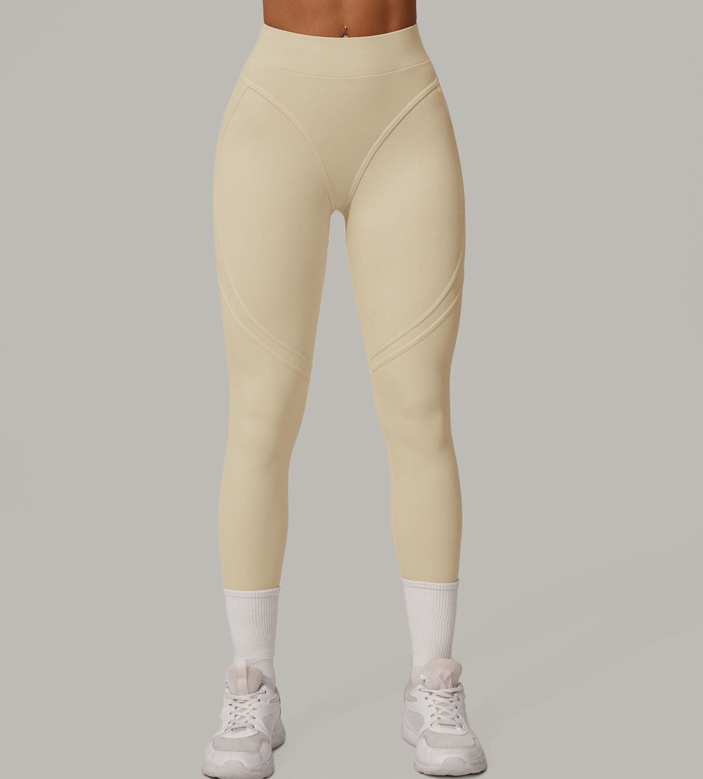 Herbst Sand High Waist Hüftlifting gebürstete Yogahose Lauf Schnelltrocknend Fitnesshose Taillenstraffend Hüfteng Sports hose
