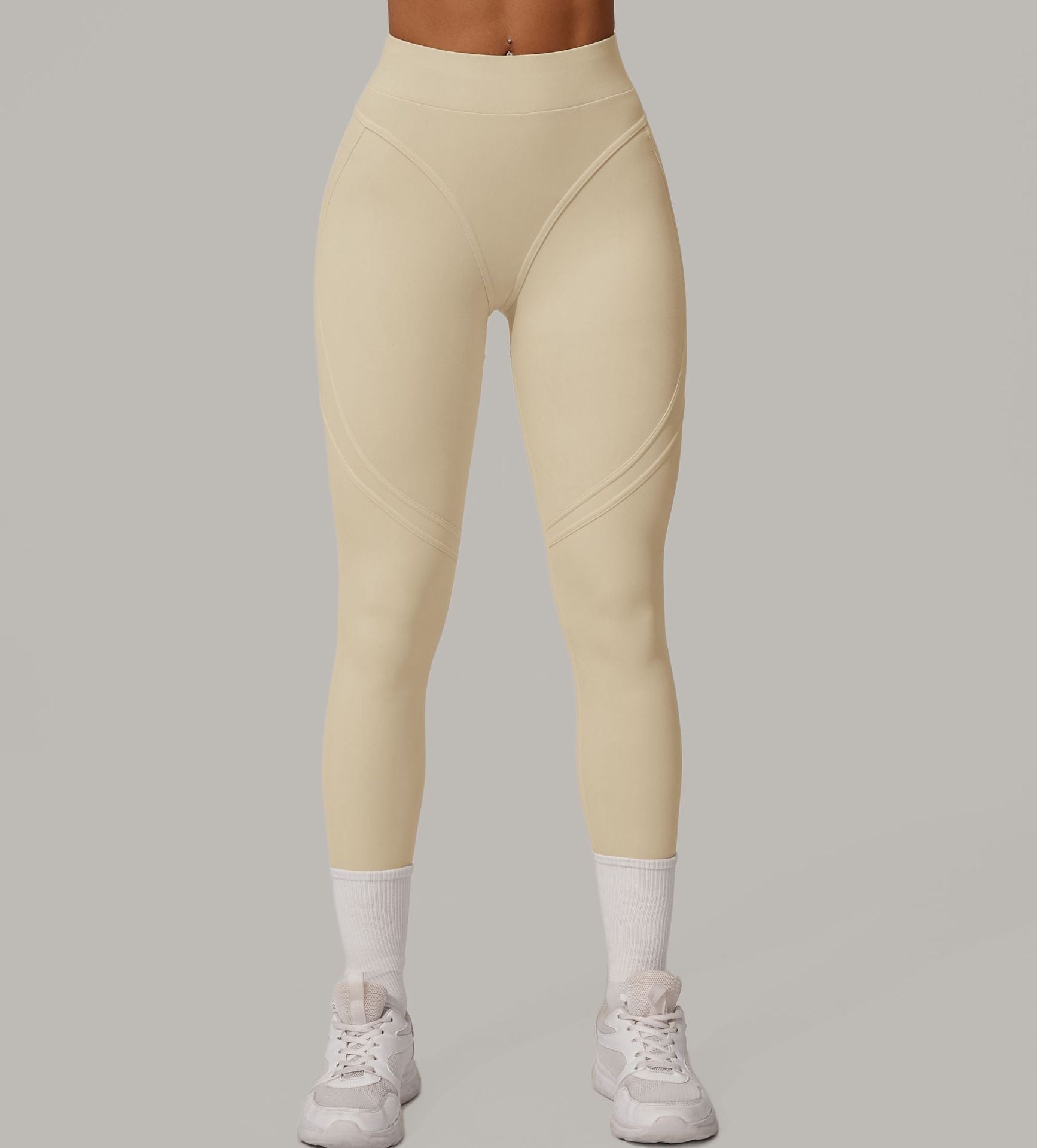 Herbst Sand High Waist Hüftlifting gebürstete Yogahose Lauf Schnelltrocknend Fitnesshose Taillenstraffend Hüfteng Sports hose