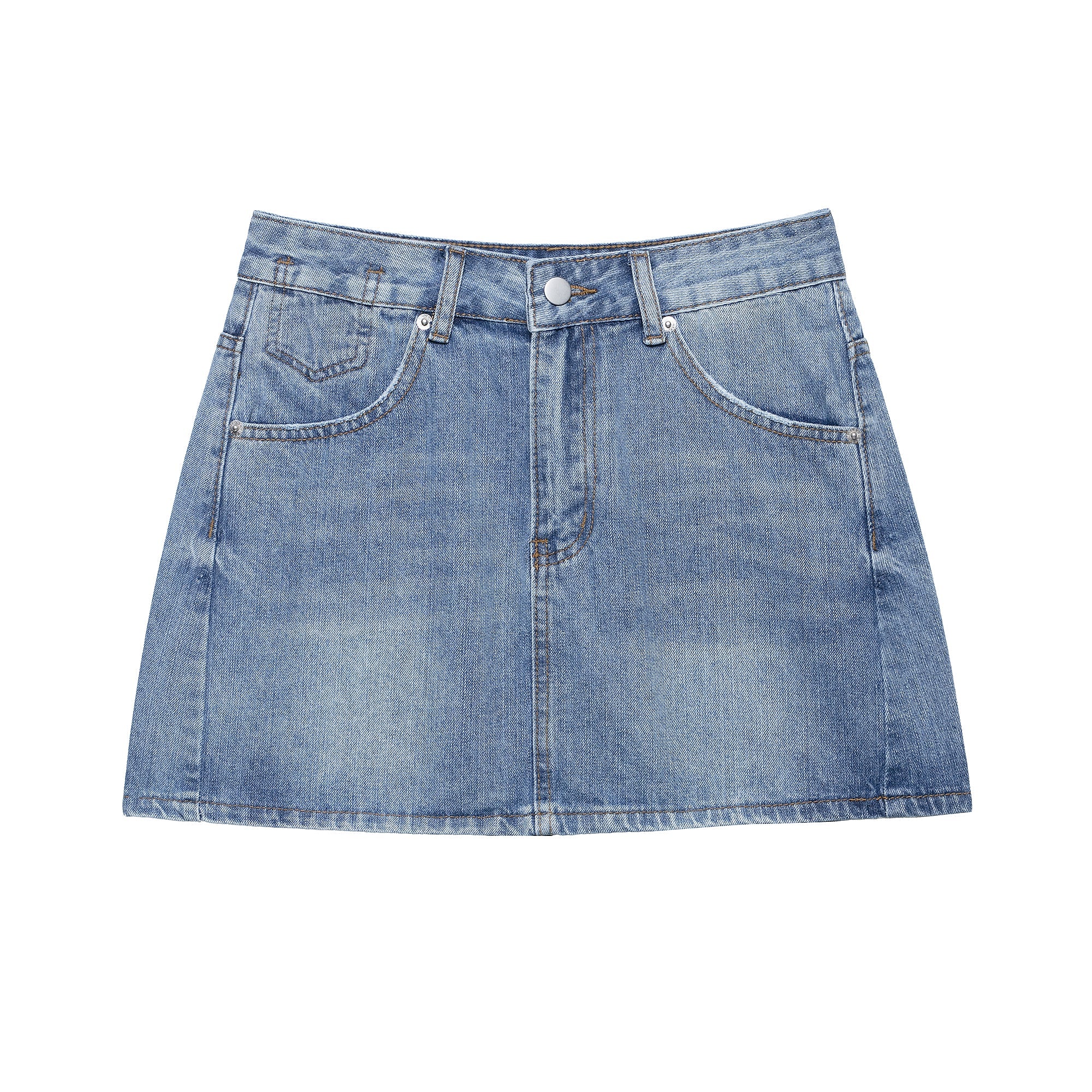 Women Clothing Women Loose A line High Waist Loose Denim Mini Skirt