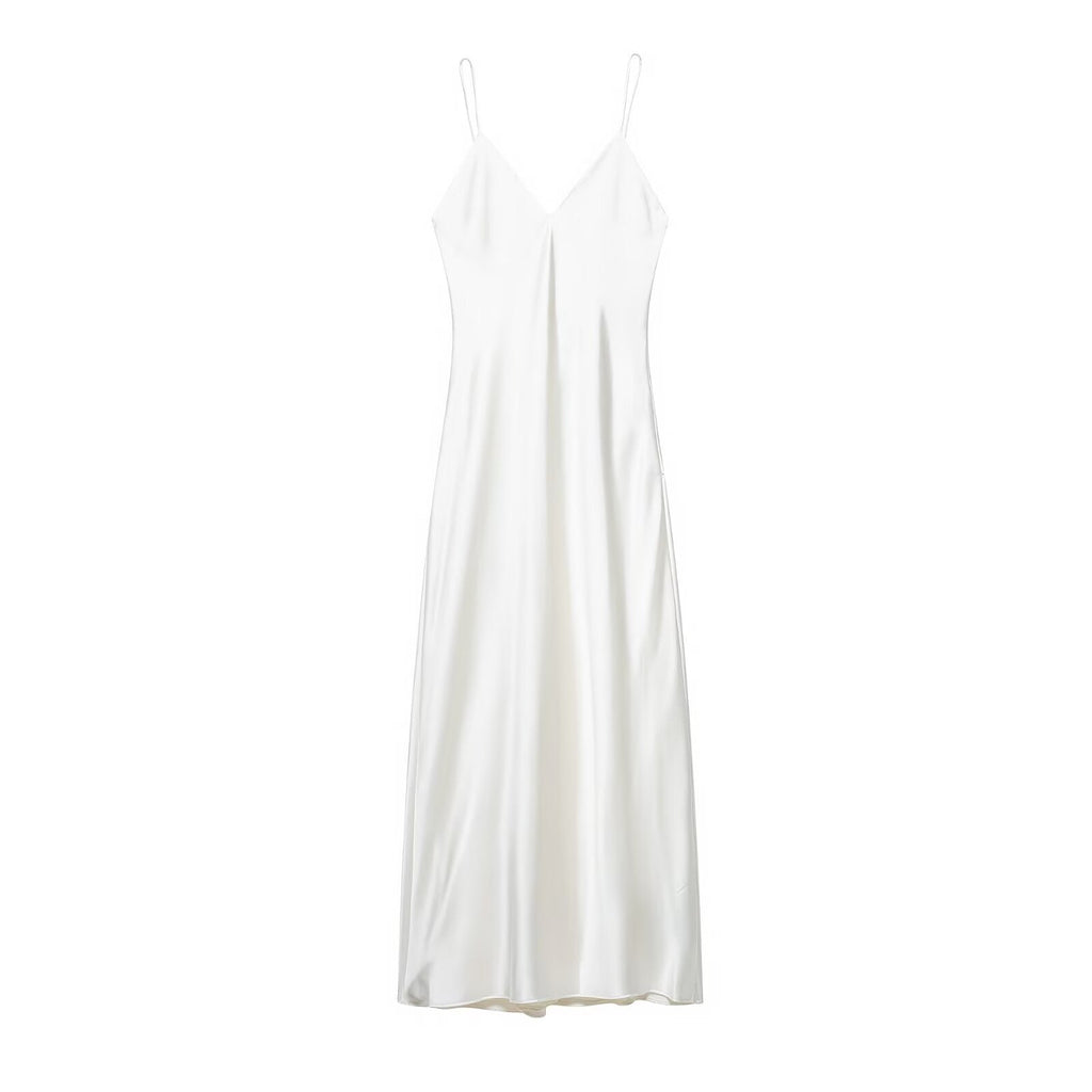 Damenbekleidung Sommer Leichte Luxus Hohe Textur Seidensatin Textur Midikleid