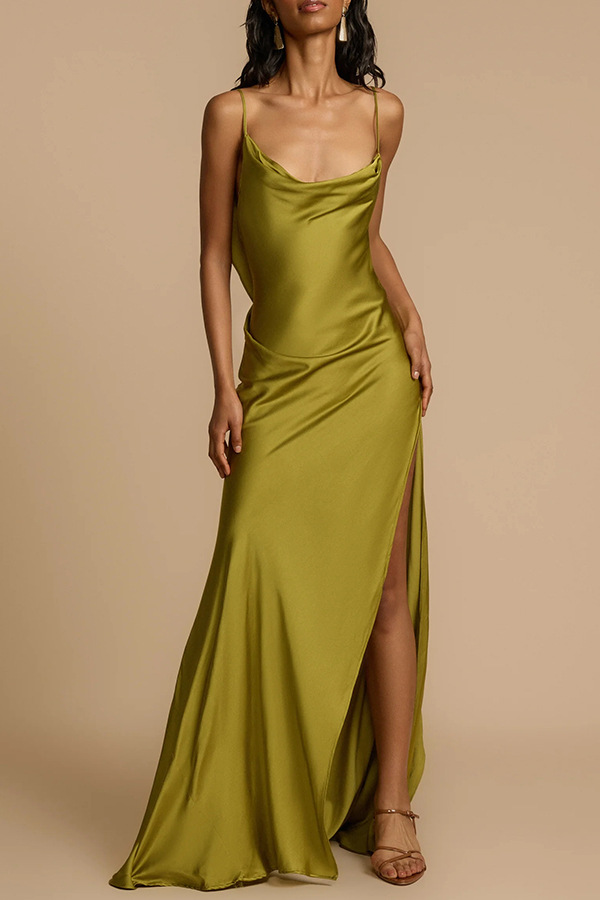 Damenbekleidung Sommer Schlichtes Camisole-Kleid mit Schlitz
