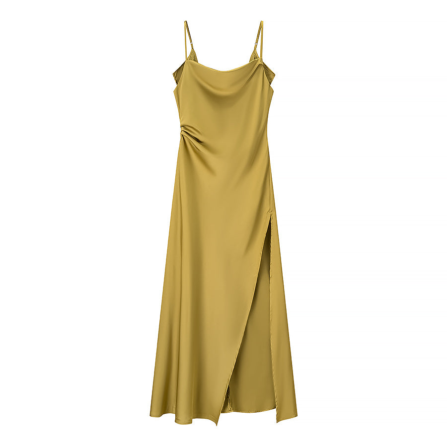 Damenbekleidung Sommer Schlichtes Camisole-Kleid mit Schlitz