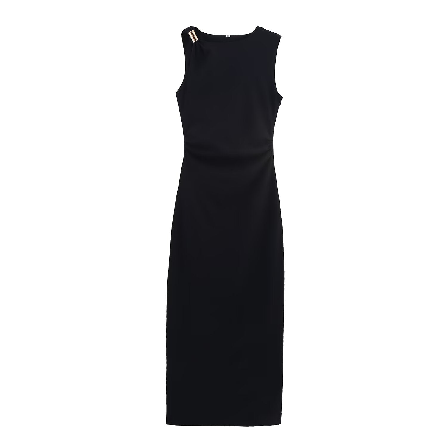 Damenbekleidung Design Metallintarsien Schmal Asymmetrisches Kleid