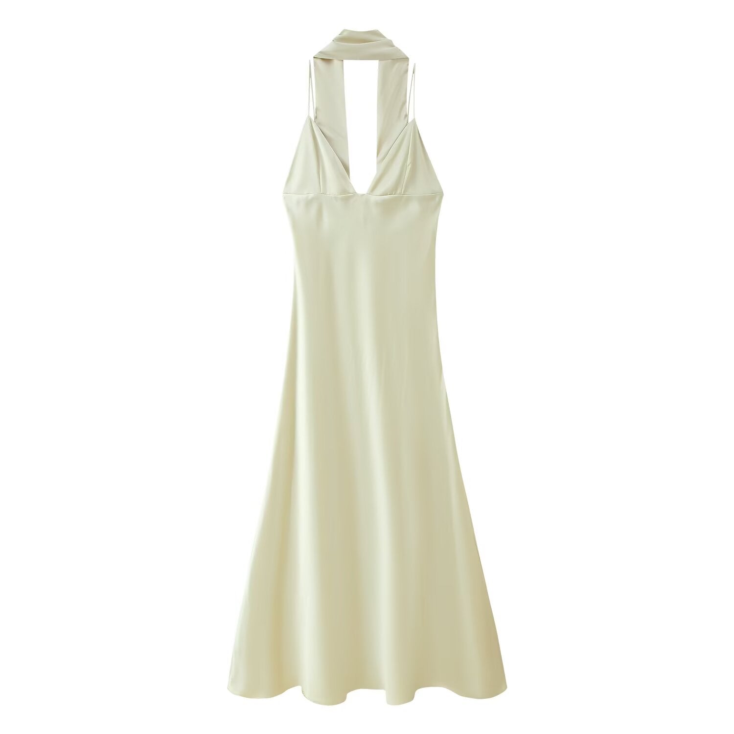 Damen Eleganter dünner Schal Seidensatin-Textur Kleid