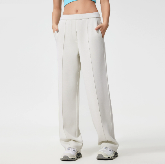 Sportliche Freizeithose Damen Locker Fallende Schlankmachende Gerade Hose Luftschicht Nude-Feel Weite Beinhose