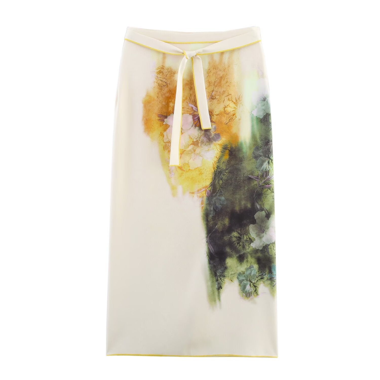 Sommer Damen Eleganter bedruckter Satin-Midirock