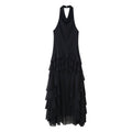 Sommer Damen Kleidung Laminiert Dekoration Hängender Kragen Maxi-Kleid Damen