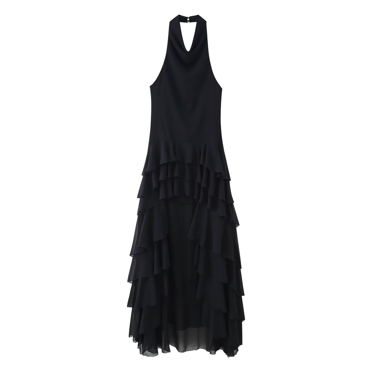 Sommer Damen Kleidung Laminiert Dekoration Hängender Kragen Maxi-Kleid Damen