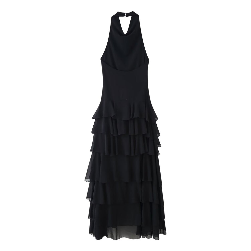Sommer Damen Kleidung Laminiert Dekoration Hängender Kragen Maxi-Kleid Damen