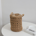 Frische Strohtasche Sommer Gewebte Tragetasche All Matching Hohl Out Cutout Eimer Rattangeflecht Tasche Damen Tasche