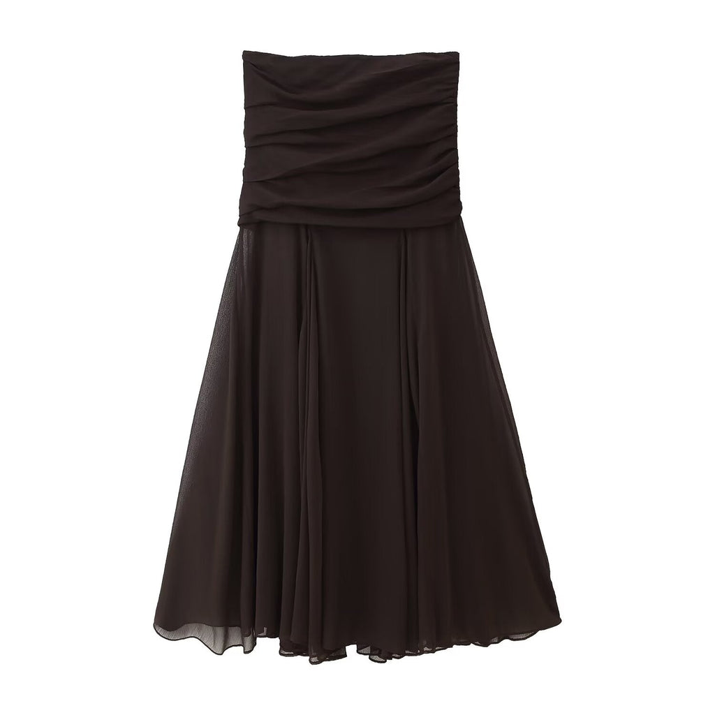 Summer Women Clothing Translucent Pleated Design Skirt