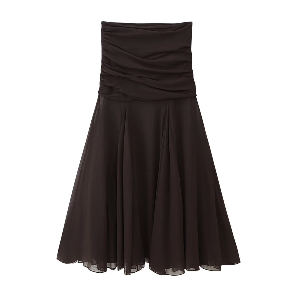Summer Women Clothing Translucent Pleated Design Skirt
