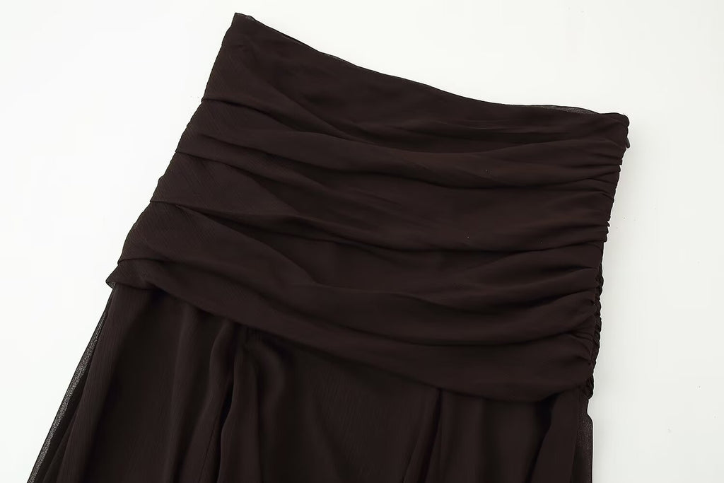 Summer Women Clothing Translucent Pleated Design Skirt