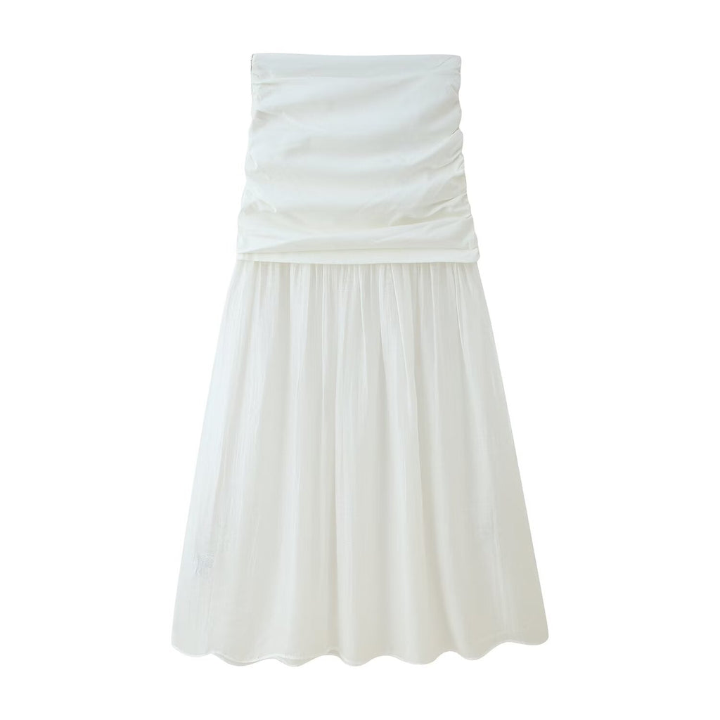 Damen Plissierter Midirock mit Ziernähten und mittlerer Taille