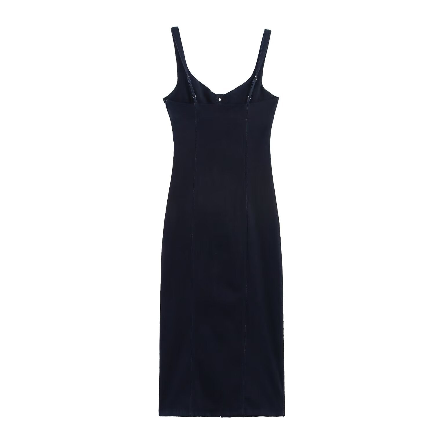 Women Clothing Denim Midi Length Sling Dress