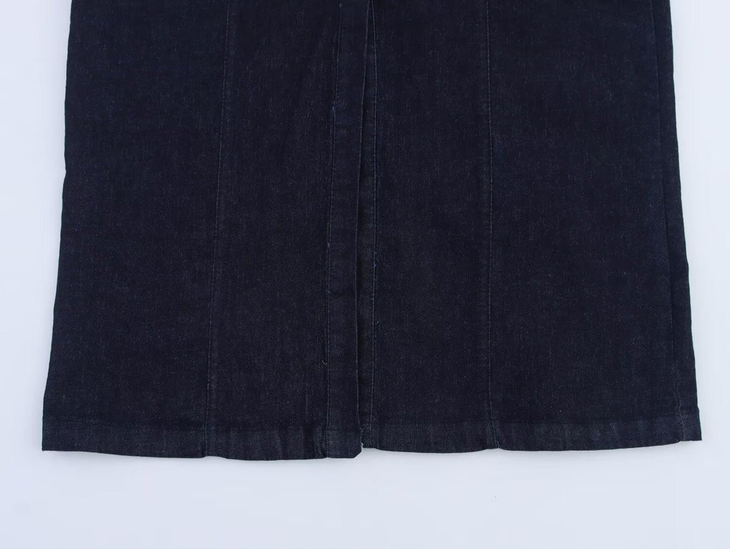 Women Clothing Denim Midi Length Sling Dress