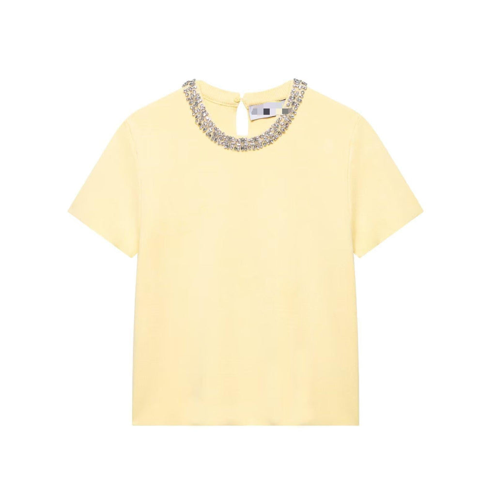 Jewelry Knitted Top Wide Pleated Knitted Mini Skirt Two Piece Sets