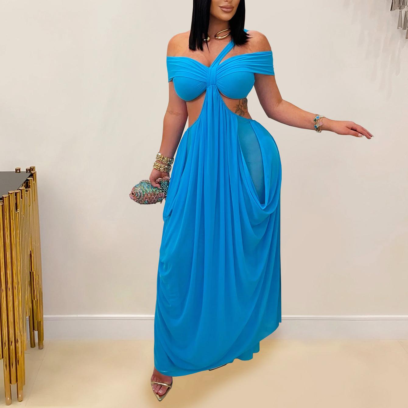 Damen sexy Bandeau-Kleid eng anliegend transparentes Mesh